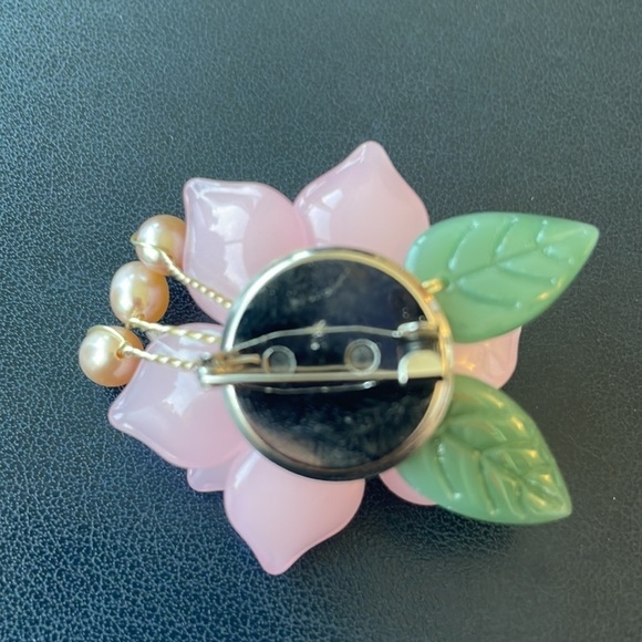 Woman's Charming Red Peony Flower Pendant Brooch Pin - Picture 5 of 5